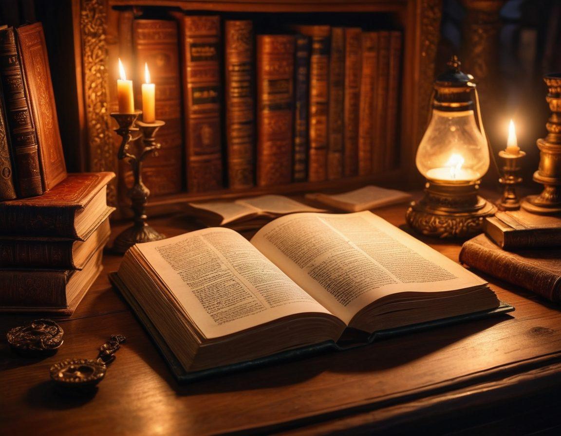 A mysterious, enchanting book lying open on an ornate wooden table, with shadows and soft candlelight illuminating deep, vivid illustrations of alluring characters and hidden fantasies. The backdrop features shelves filled with ancient tomes and whimsical artifacts, creating an air of intrigue and exploration. Evoke a blend of sensuality and curiosity, inviting the viewer to delve into the depths of adult-focused storytelling. vibrant colors. super-realistic. atmospheric lighting.